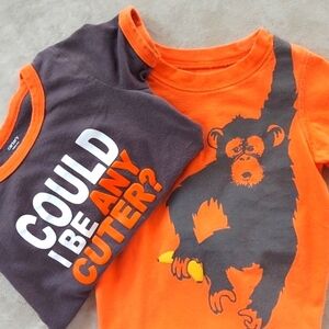 Carter's Set of 2 short sleeves romper, monkey banana cute - size 24 months